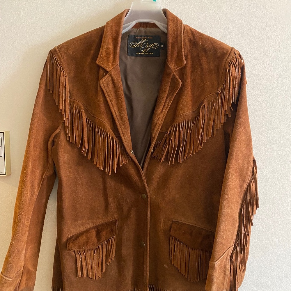 Vintage Montgomery Ward Leather Tassel Coat